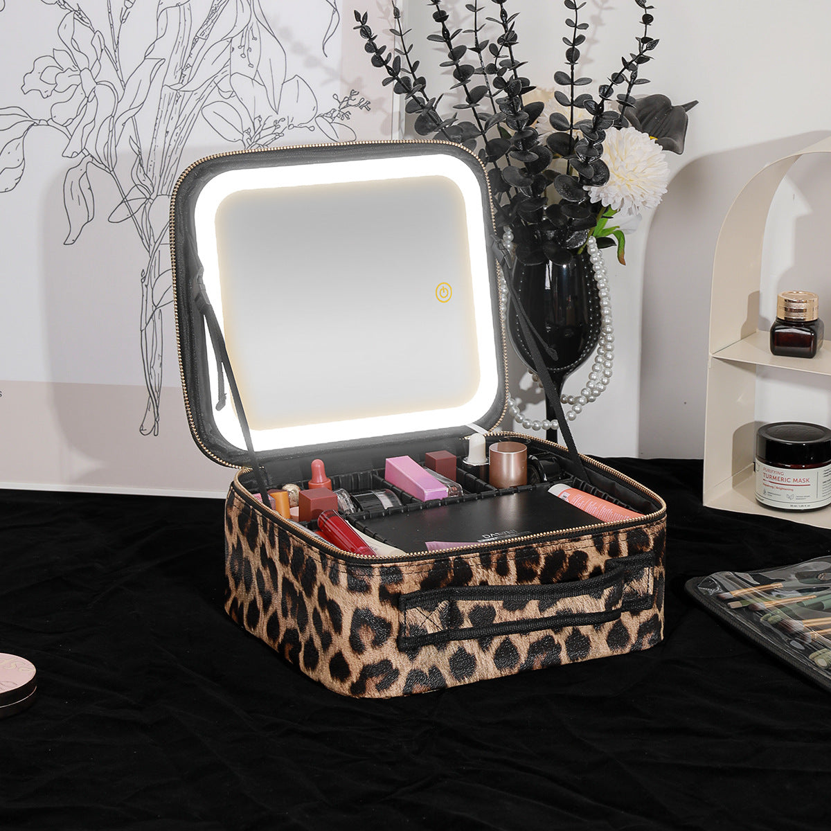Cosmetic Bag with Mirror and LED Light