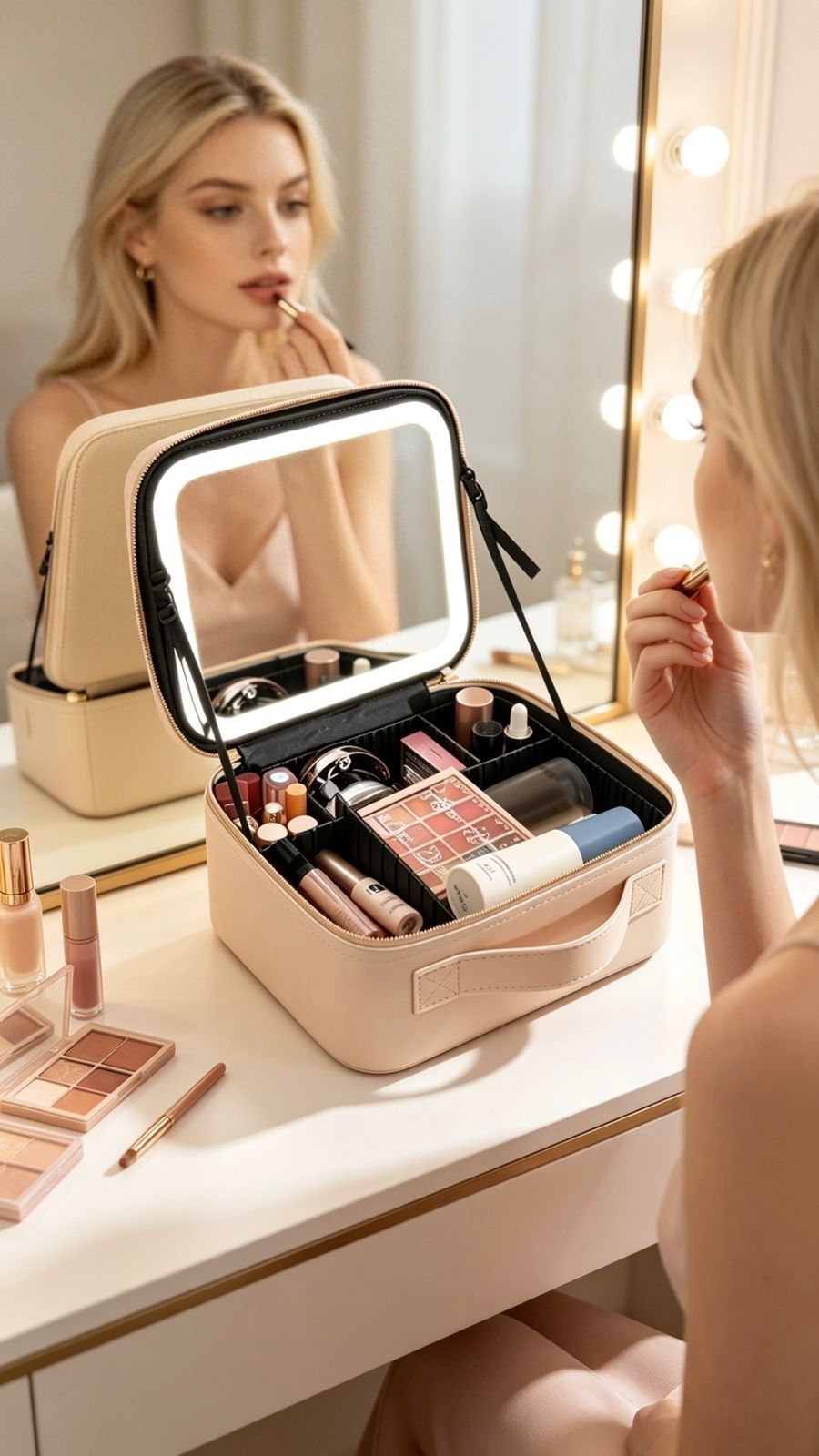 Cosmetic Bag with Mirror and LED Light