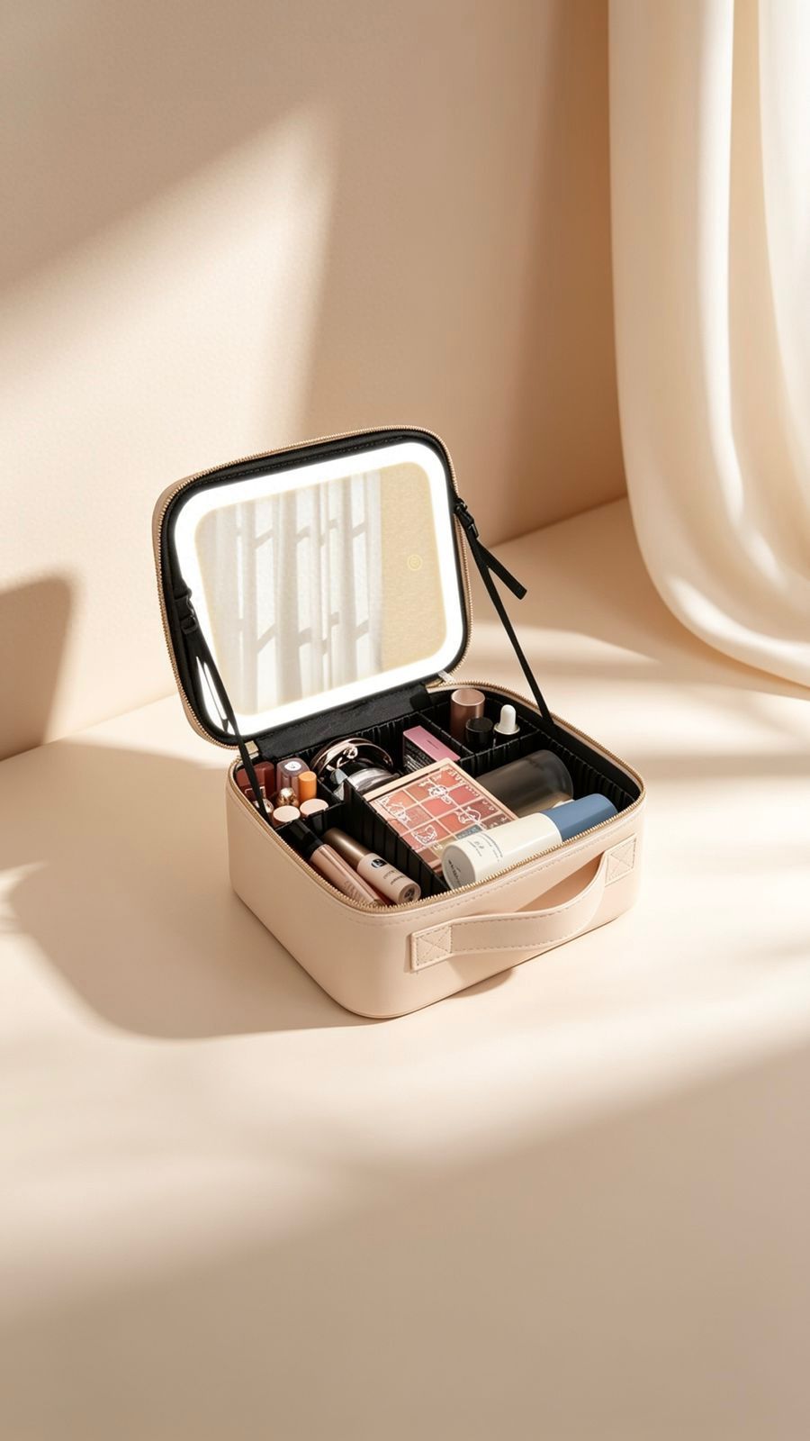 Cosmetic Bag with Mirror and LED Light