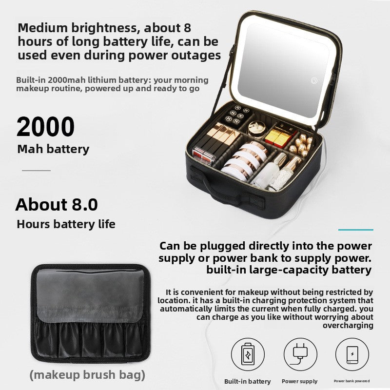 Cosmetic Bag with Mirror and LED Light